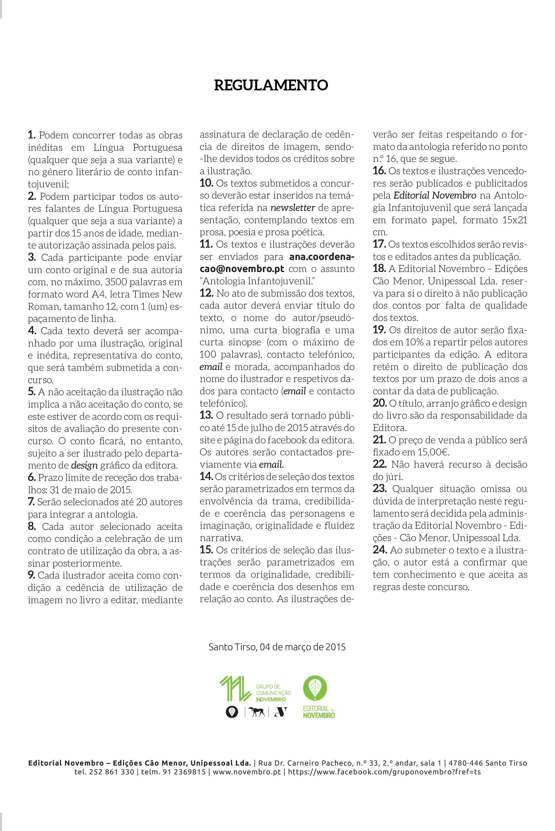 Concurso para antologias de contos infantojuvenis até 30 de maio! Participe!