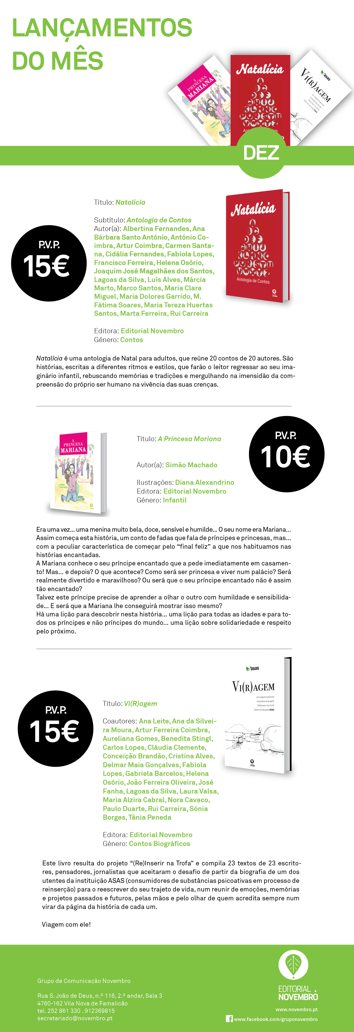 Lançamentos do mês de dezembro